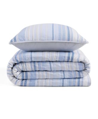Bold Stripe Textured Cotton Reversible 3-Pc. Quilt Set, Full/Queen