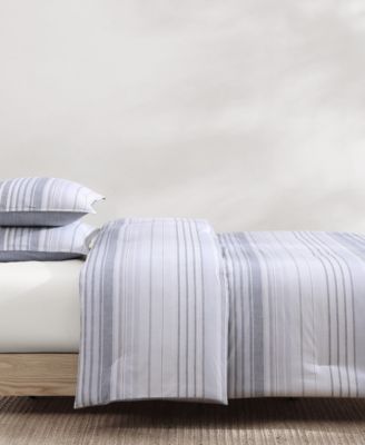 Bold Stripe Textured Cotton 3-Pc. Duvet Cover Set, Full/Queen