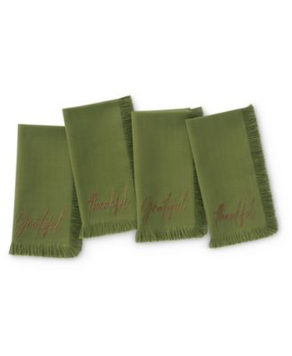 Fringed Harvest Sentiment Cotton Napkins, Set of 4
