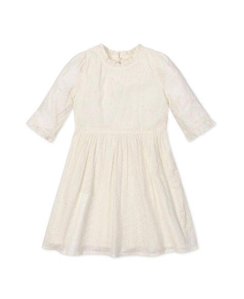 Платье Hope & Henry Organic Flutter Sleeve Tiered Eyelet Dress для девочек-малышей, цвет: Слоновая кость