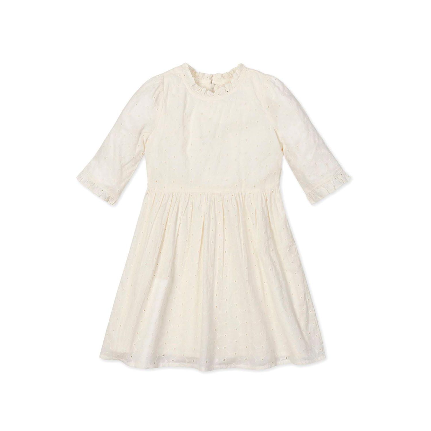 Toddler Girls Hope and Henry Organic Flutter Sleeve Tiered Eyelet Dress