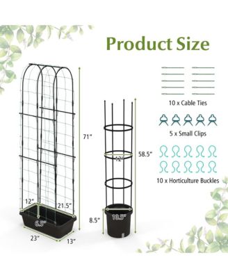 2 Pack Garden Planters w/ Trellis Adjustable Height & Self-watering System 12'' x 58.5''