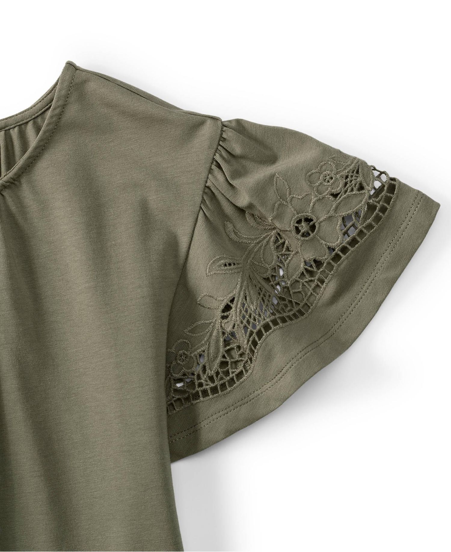 Women's Lightweight Jersey Crew Neck Ruffle Sleeve Flowy Top