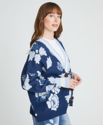 Women's Toggle X Floral Long Sleeve Cardigan