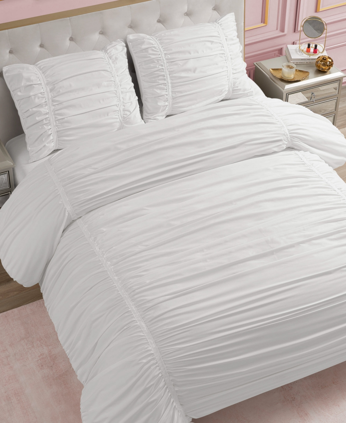Juicy Couture Ribbon Ruched 3-pc. Comforter Set, King In White