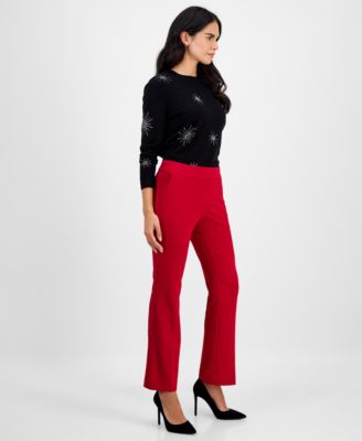 Petite Pull-On Straight-Leg Pants