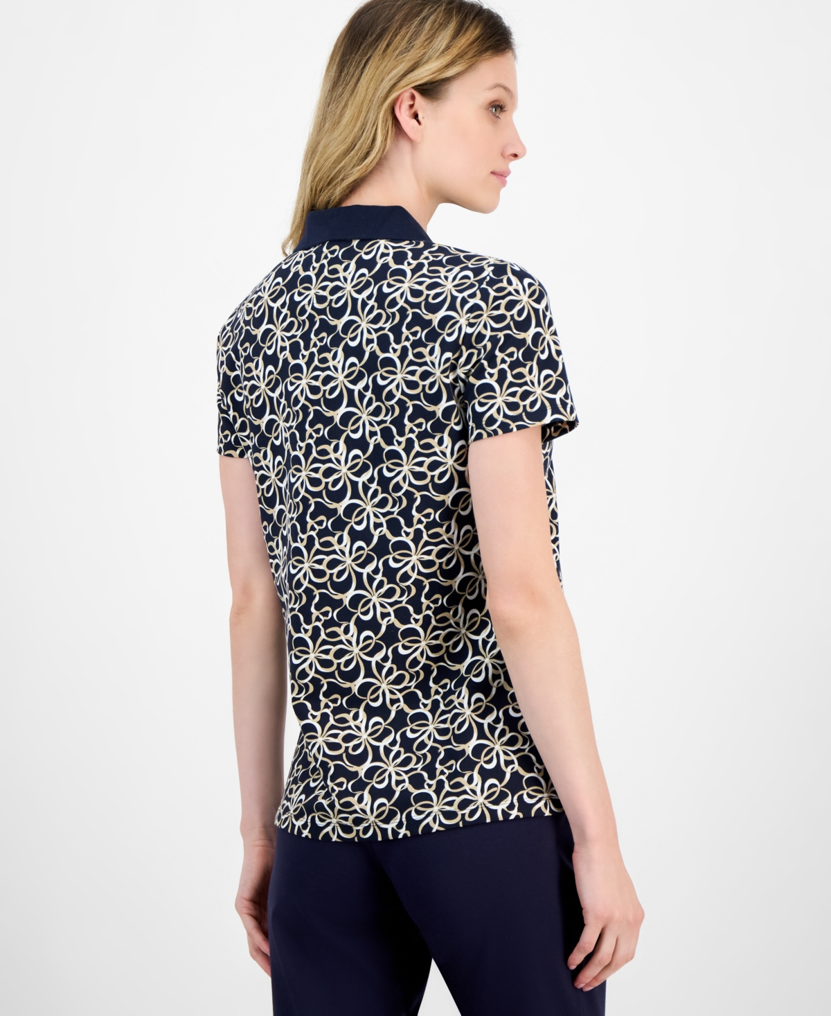 Nautica Jeans Women's Ribbons Short-sleeve Polo Shirt In Multi