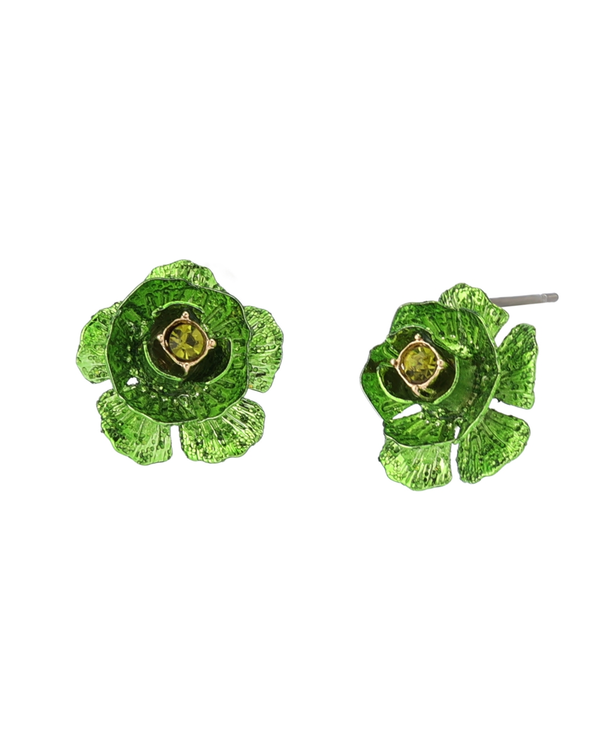Betsey Johnson Faux Stone Flower Stud Earrings In Green