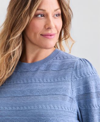 Plus Size Pointelle Crewneck Sweater