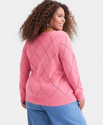 Plus Size Pointelle Boat-Neck Sweater, Macy's Exclusive