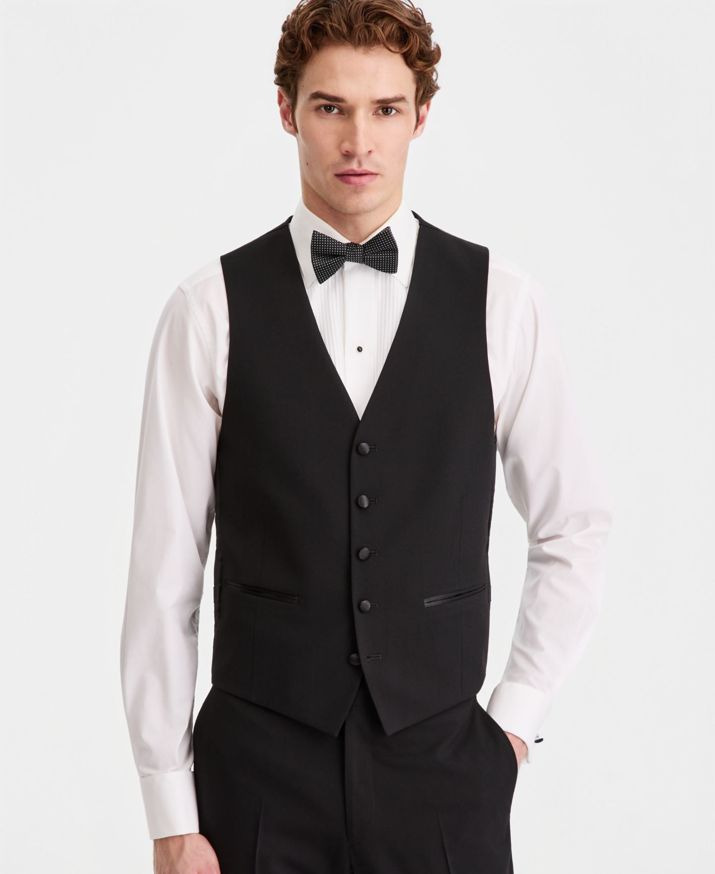 Мужской жилет Kenneth Cole Reaction Slim-Fit Techni-Cole Tuxedo Vest, цвет: Чёрный — фото 1