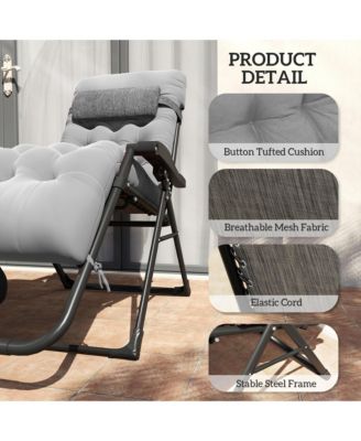 Padded Zero Gravity Chair w/ Cup Holder Tray,