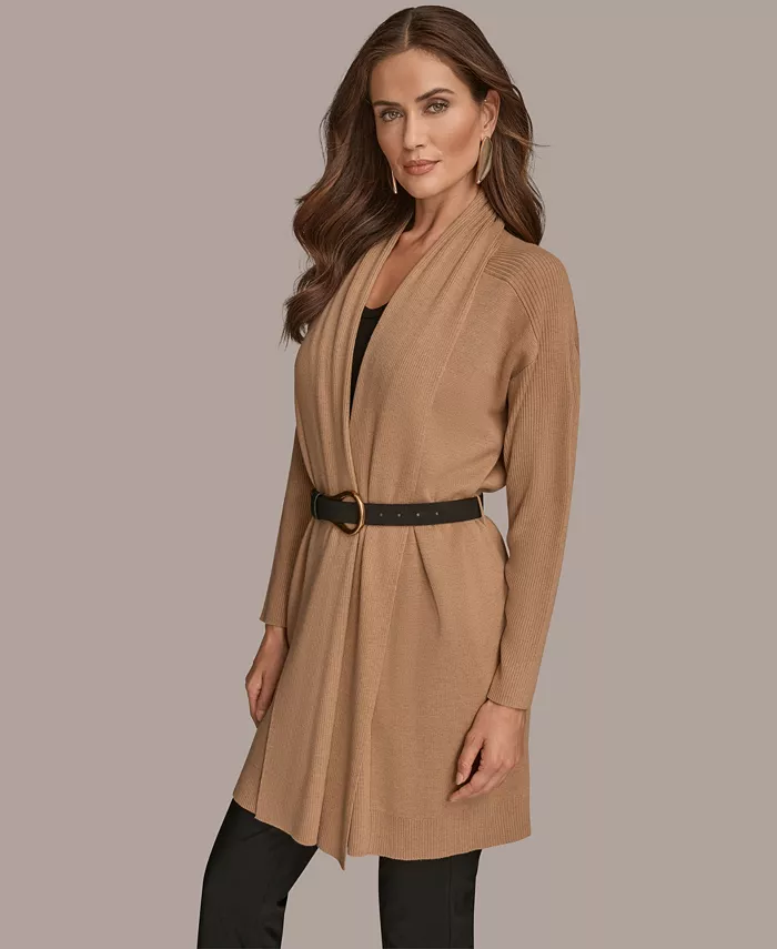 Women's Belted Open-Front Cardigan - thumbnail 2