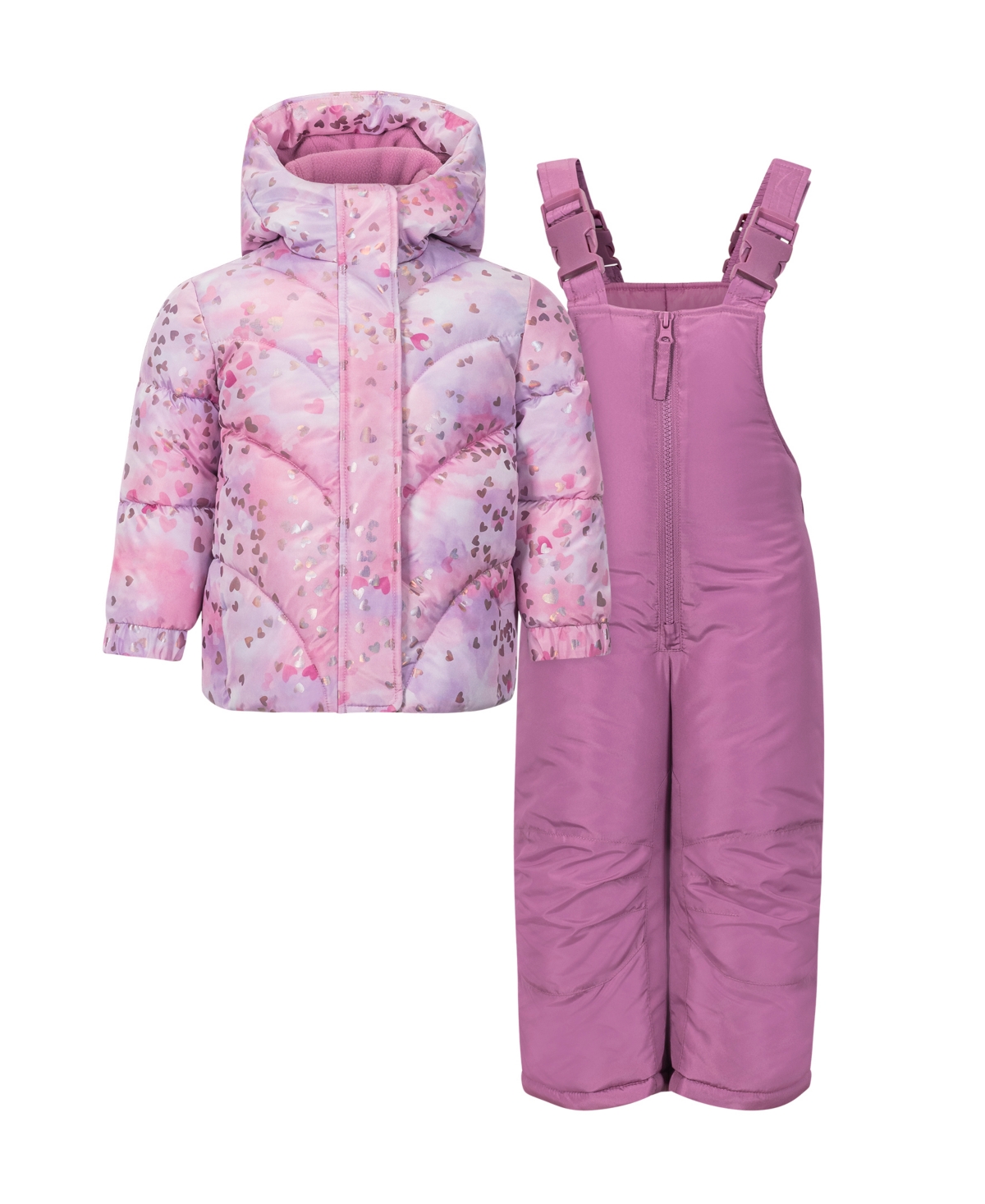 S Rothschild & Co Baby Girls 2-piece Foil Print Jacket And Ski Bib Set In Pink