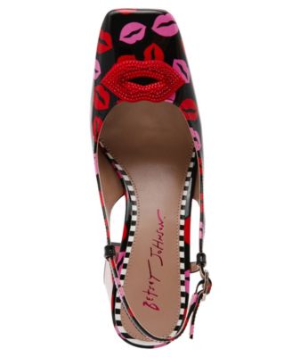 Women's Ashhley Novelty Lips Slingback Block-Heel Pumps