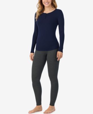 Stretch Rib Long Sleeve Henley Top