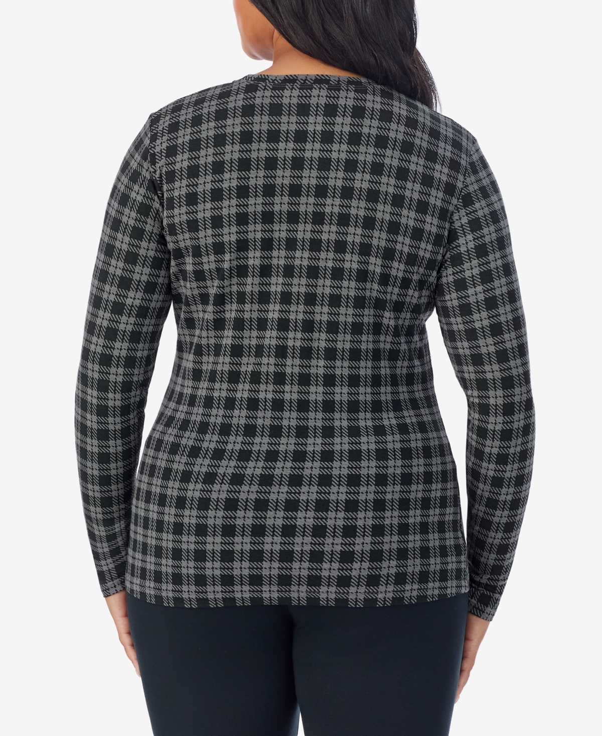 Cuddl Duds Plus Size Crewneck Long Sleeve Top In Multi