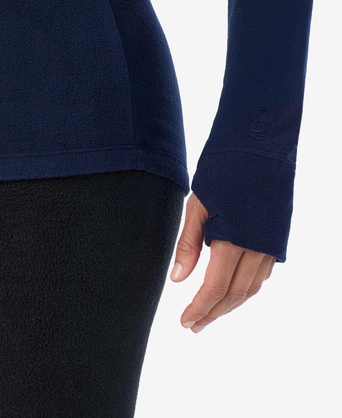 Cuddl Duds Petite Long Sleeve Half-zip Hoodie In Blue