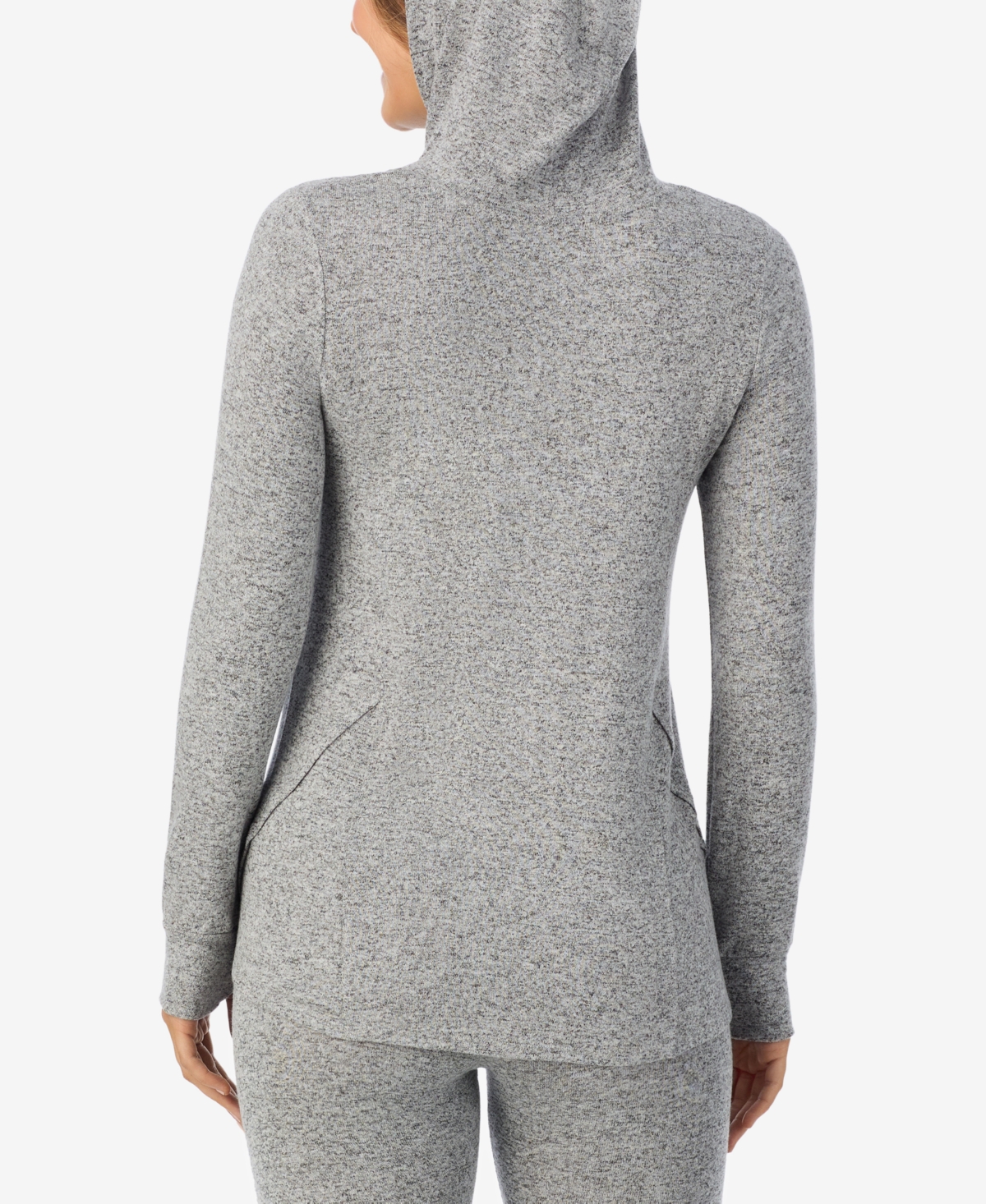 Cuddl Duds Petite Softknit Long-sleeve Tunic Hoodie In Gray