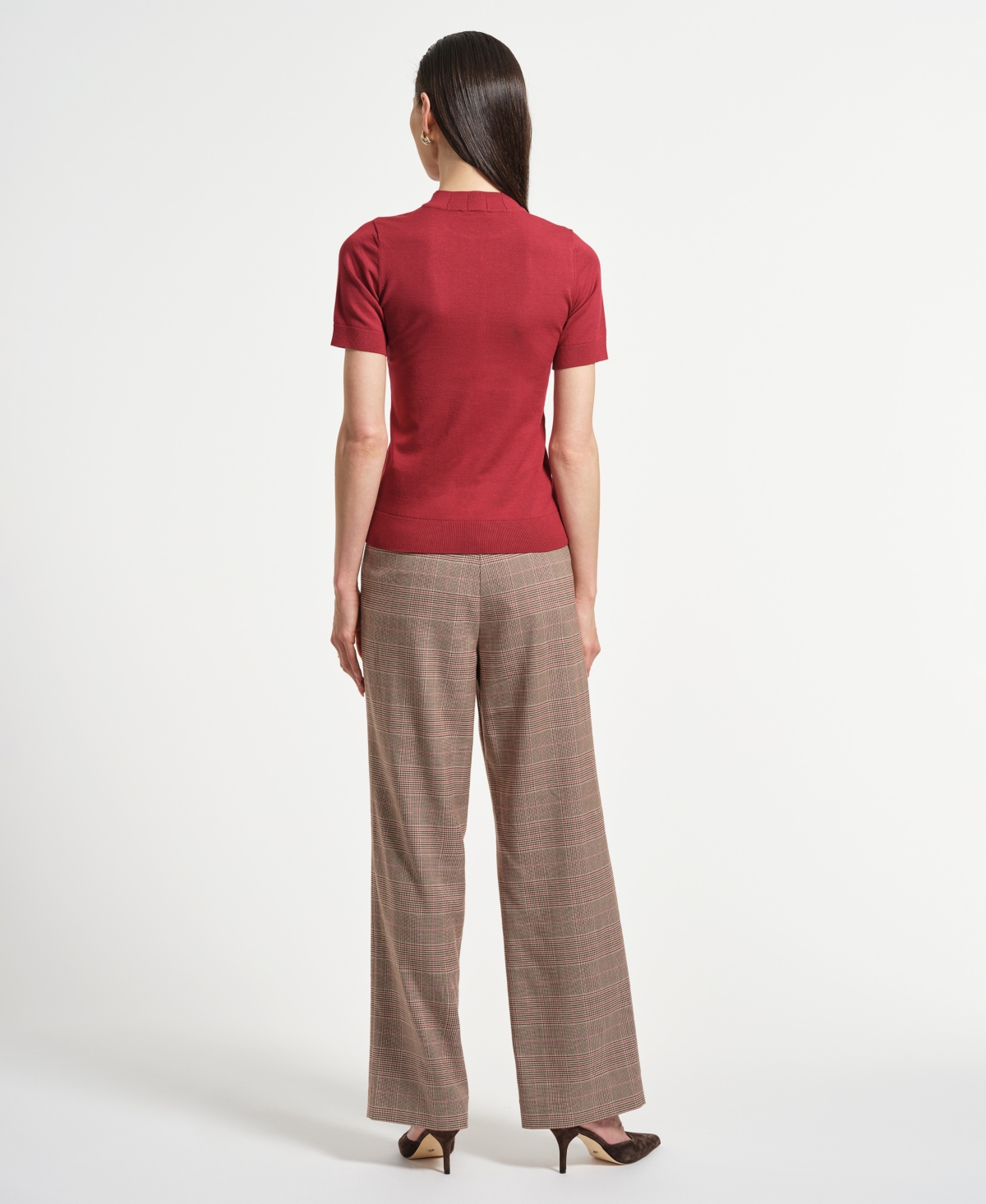 Isaac Mizrahi Women's Mock Neck Short Sleeve Sweater In Red