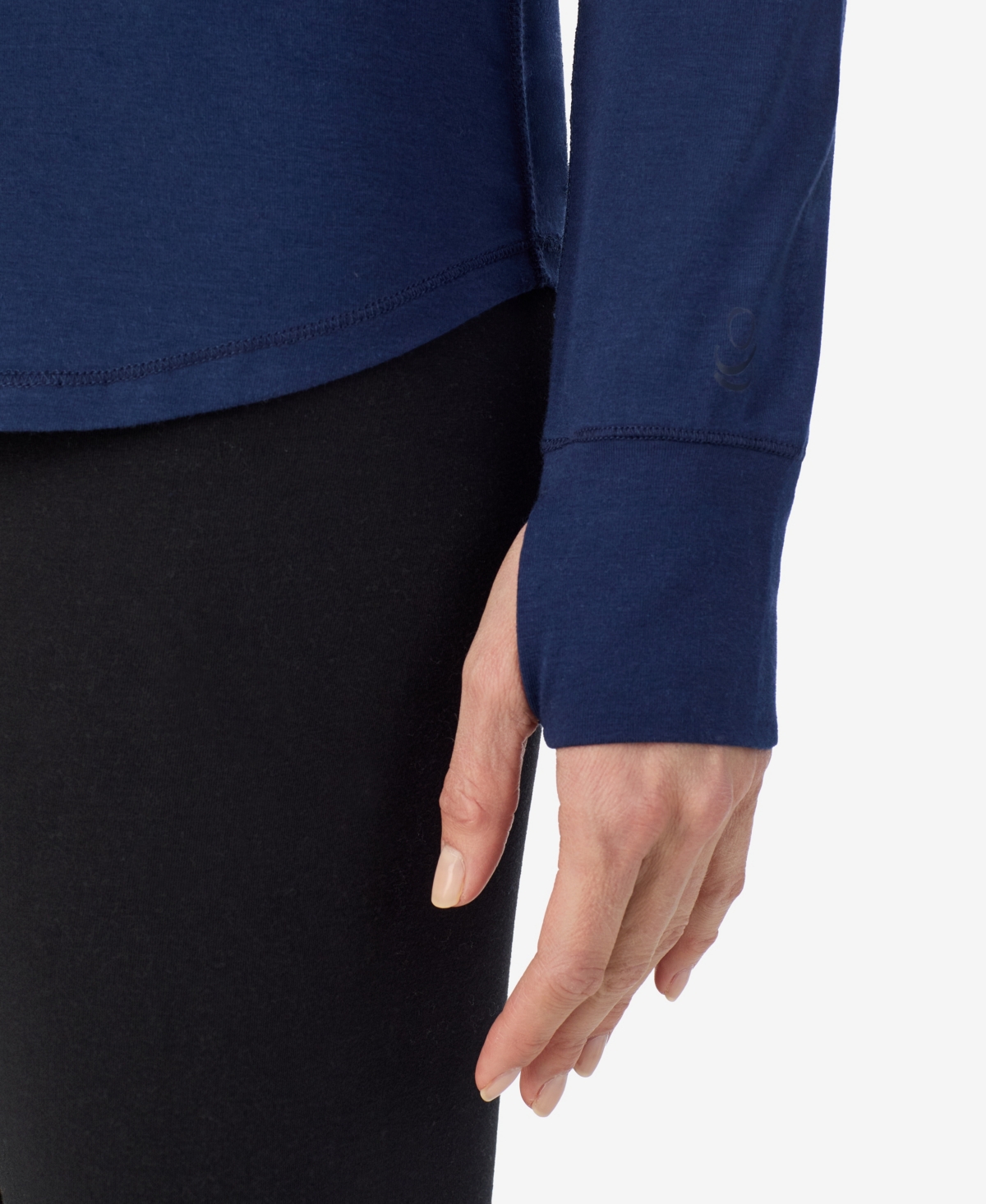 Cuddl Duds Petite Scoop Neck Long Sleeve Top In Blue