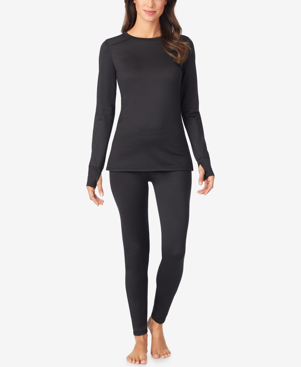 Cuddl Duds Women's Thermawear Crewneck Top In Black
