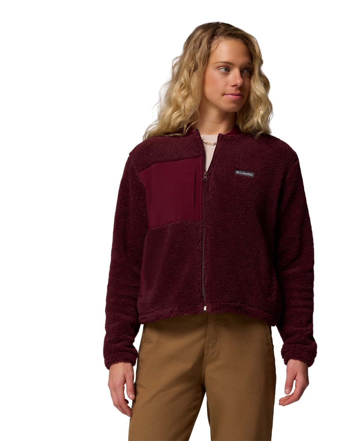 Columbia Women's Stellar Path Full Zip Bomber Jacket In Burgundy