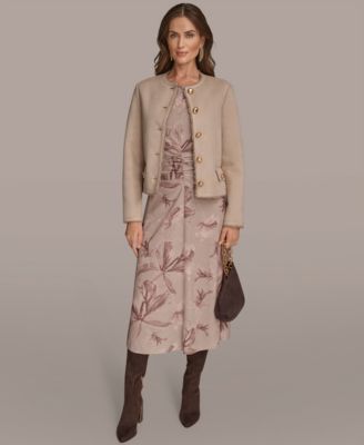 Women's Crewneck Button-Front Boxy Coat