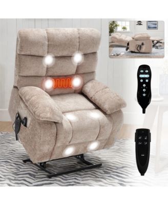 Oversized Chenille Power Lift Chair with Massage & Heat, Dual Motor Electric Recliner, Infinite Position