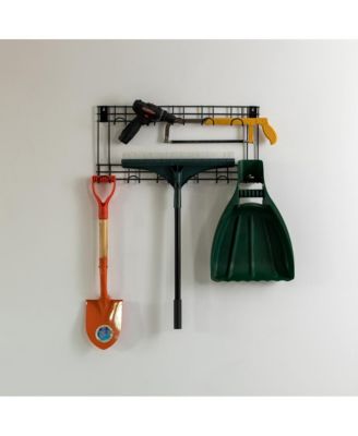  26&amp;#x22; W x 3.25&amp;#x22; D x 12.75&amp;#x22; H Wall Mount Garden Tool Storage Rack Hook On Garage, Garden and Yard, Black