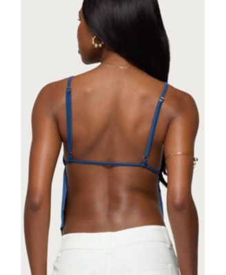 Womens Soleil Embroidered Open Back Top