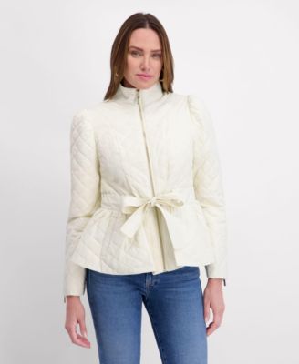 Women's Quilted Puff Sleeved Belted Jacket