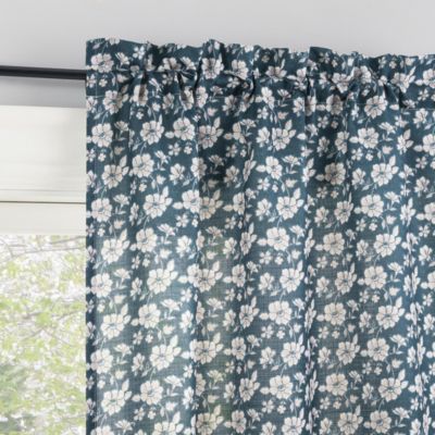 Marist Floral Semi-Sheer Rod Pocket Kitchen Curtain Tier Pair