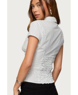 Women's Polka Dot Tailored Button Up Shirt