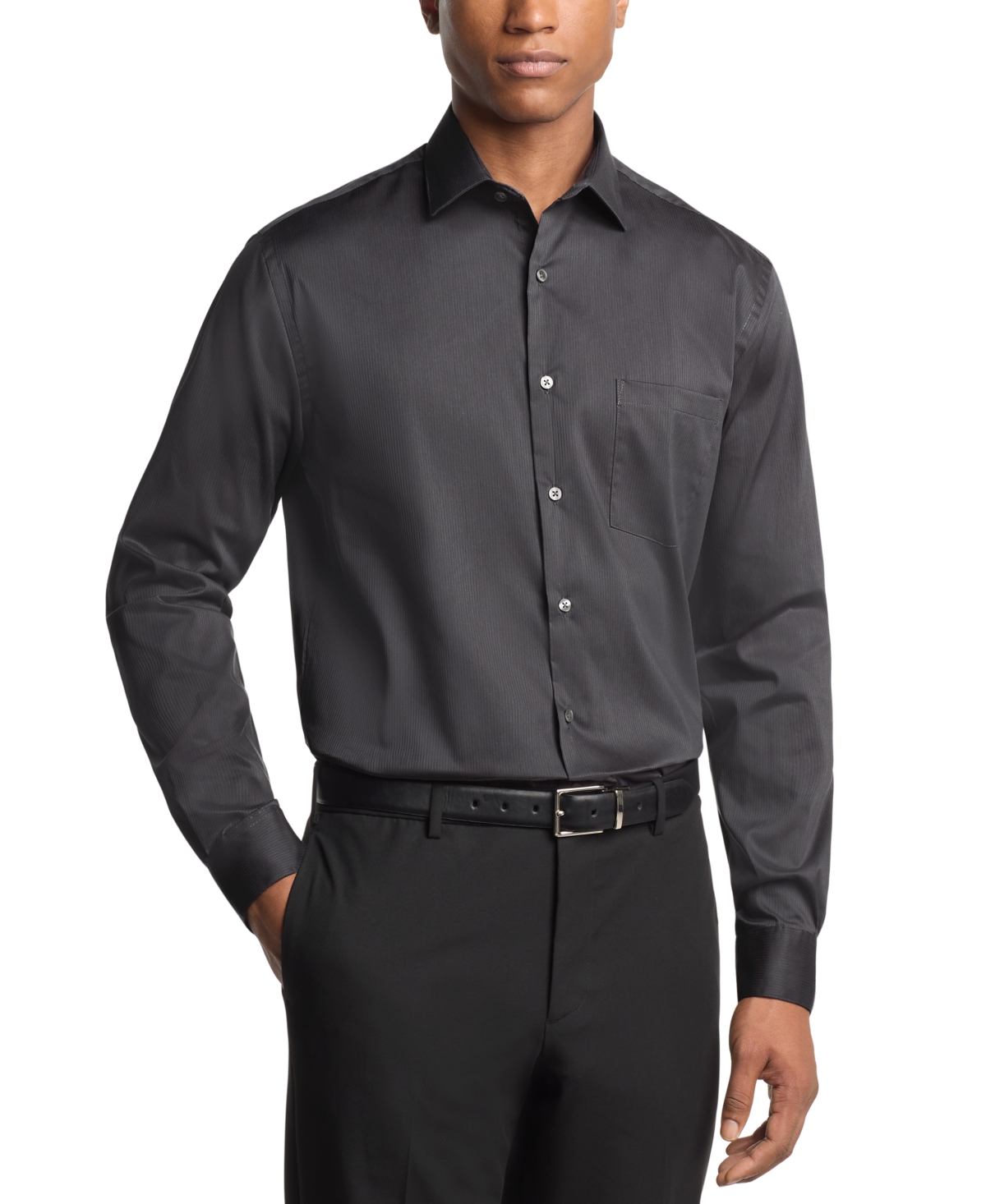 Van Heusen Men's Regular Fit Everyday Defense Dress Shirt In Black