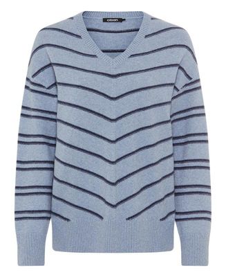 Women's Chevron Stripe V-Neck Sweater