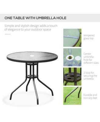 6 Piece Patio Dining Set with Garden Umbrella, 4 Folding Chairs,