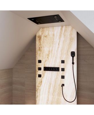 LED Light Ceiling-Mounted Thermostatic Shower System With Body Jets With Handheld Shower