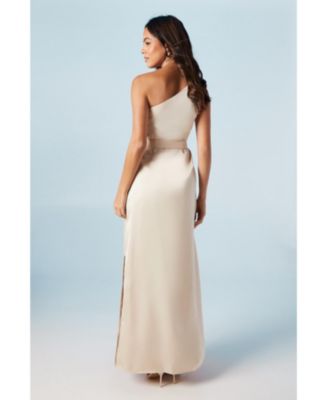 Women's One Shoulder Satin Maxi Bridesmaid Dress