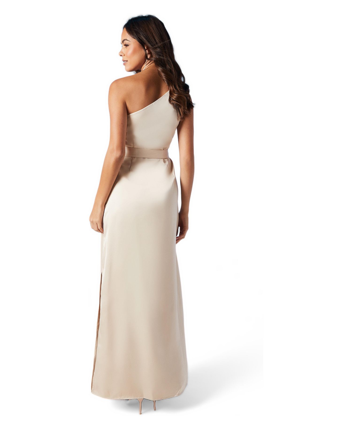Women's One Shoulder Satin Maxi Bridesmaid Dress