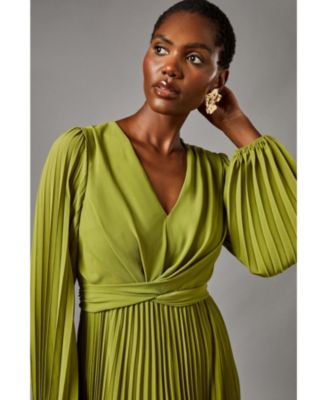 Women's Pleated Wrap Front Dress