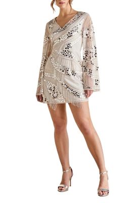 Women's Flare Sleeve Sequin Mini Dress