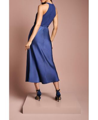 Women's Satin Halter Neck Bridesmaid Dress