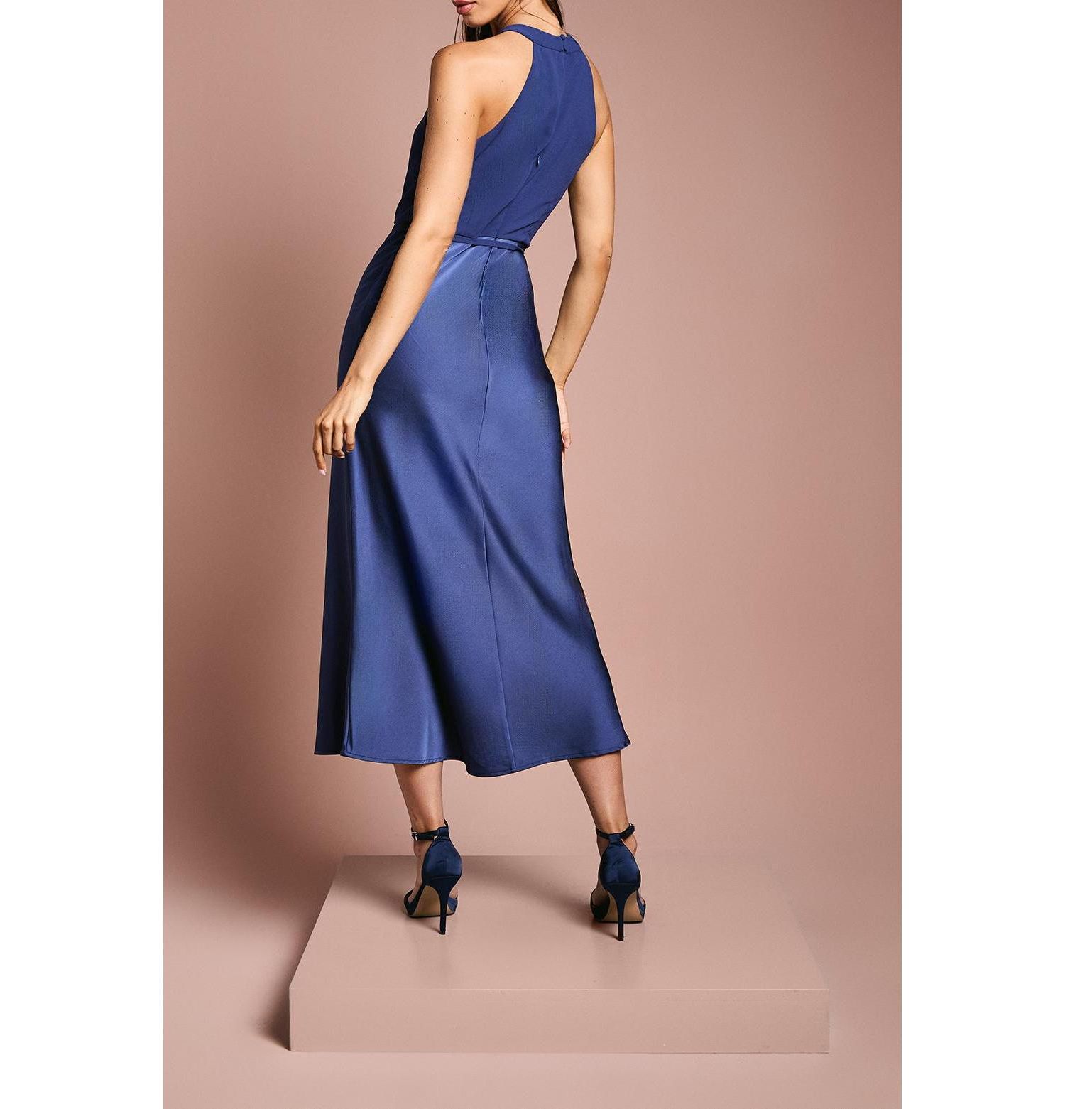 Women's Satin Halter Neck Bridesmaid Dress