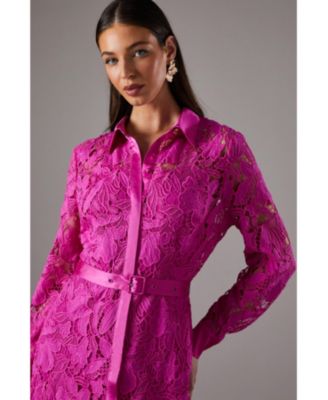 Women's Lace Long Sleeve Shirt Dress