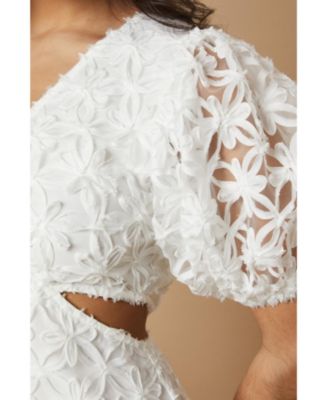 Textured Cutout Detail Midi Dress