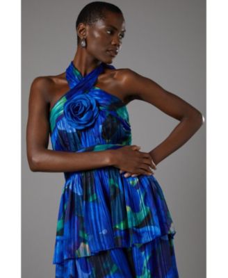 Women's Tiered Halter Tie Neck Maxi Dress