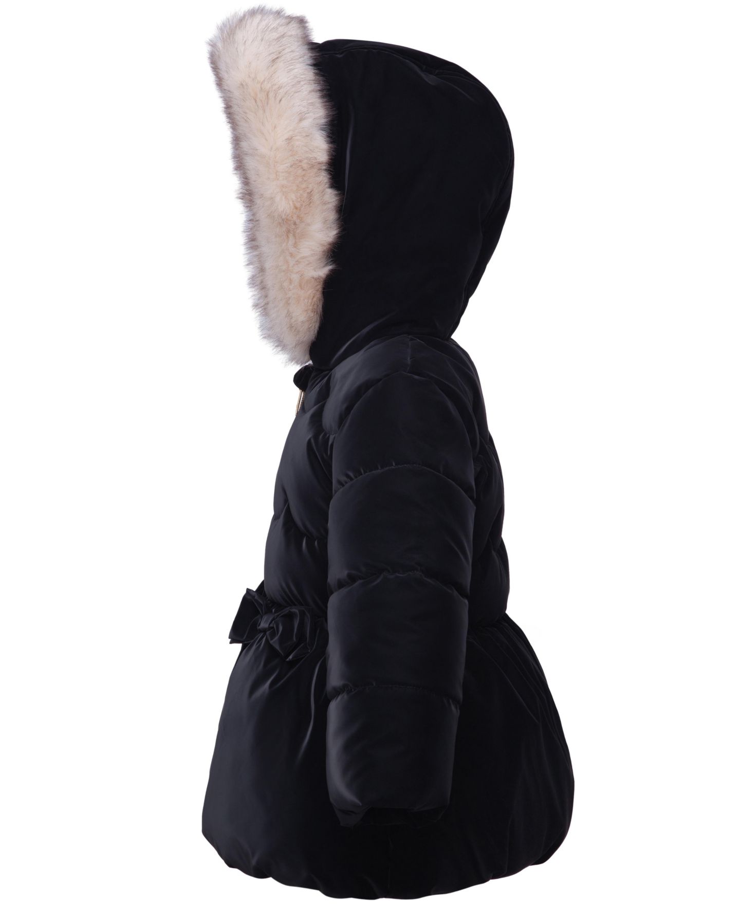 Куртка Rokka&Rolla Luxe Bow Puffer Coat для девочек-малышей, цвет: Жемчужный чёрный — фото 3