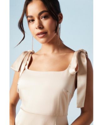 Women's Satin Midi Bridesmaid Dress