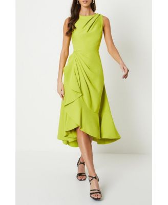 Women's Crepe Ruffle Low Back Dress